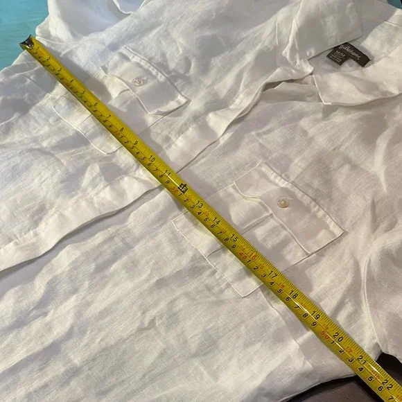 Tommy Bahama linen White Long Sleeve Button Down Double pockets Shirt - Picture 8 of 11